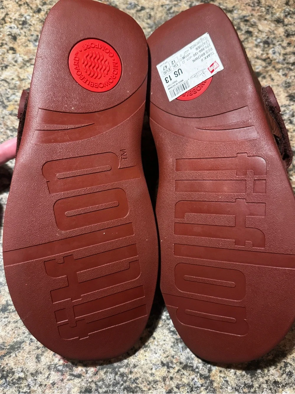 Men's Fitflop Mens Trakk II Brick Red Slip-On Thong Sandals Shoes Sz 13 leather